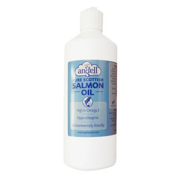 Photo of a bottle of Angell PetCo Scottish Salmon Oil